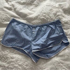 Aerie Blue Loungewear Shorts with White Trim
